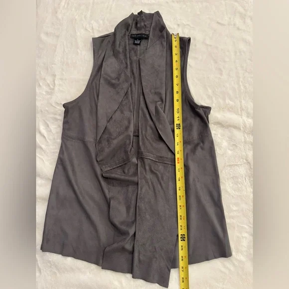 Joan Vass Faux Suede Gray Vest Cardigan- size S - Picture 9 of 10